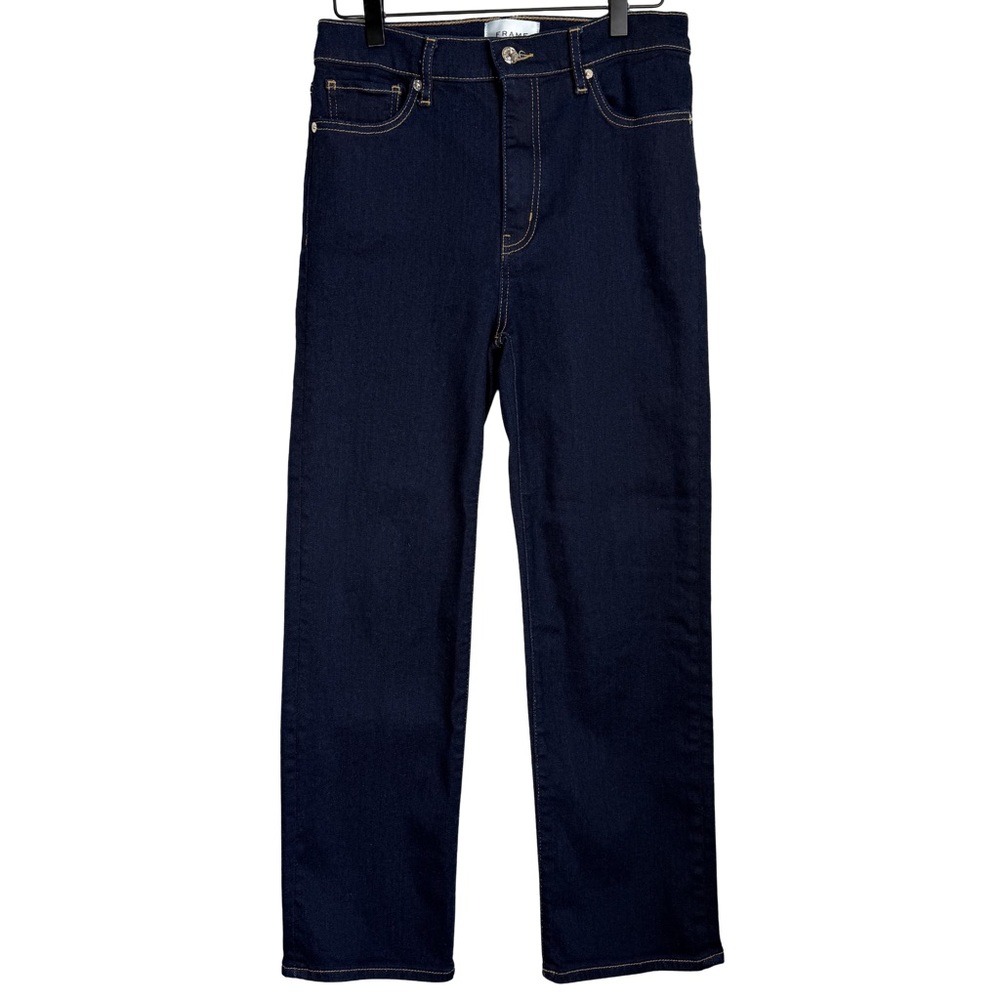 FRAME Le Sleek Straight Jeans Stargirl Dark Wash Stretch Denim Size 29